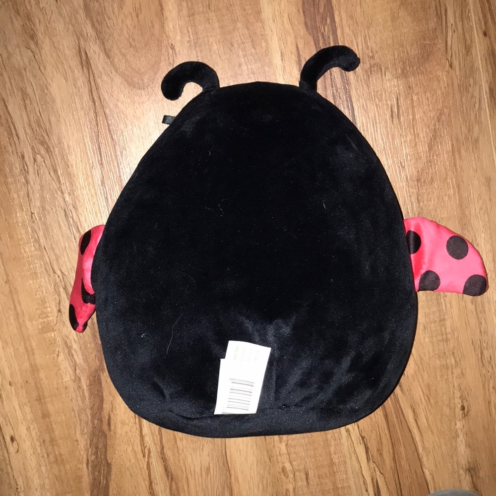 Plush Ladybug Soft Backpack in Black and Red with Heart Accent - Picture 3 of 6